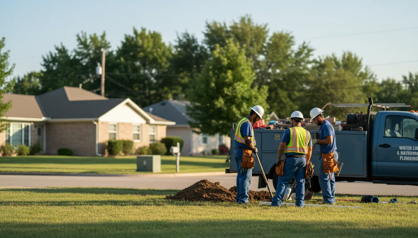 Residential water line and bathroom plumbing service in Laverne, OK